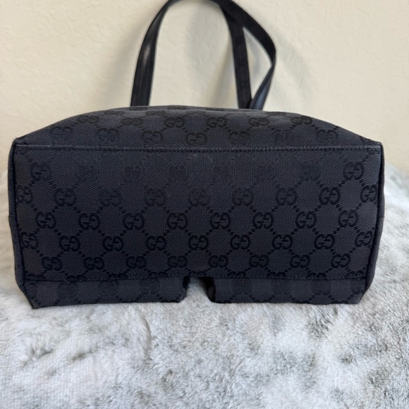 Gucci Gg Canvas / Denim Double Pocket Tote- Black  P0070 - Picture 8 of 14